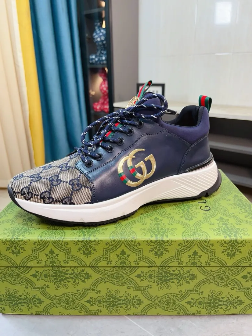 Men's shoes 💰458🌹🌹GUCCI [Gucci] New high-end brand of men's shoes, the latest fashionable casual men's shoes, trendy and versatile, relaxed and sporty style, uppers imported from Italy, first-layer cowhide, genuine leather lining, and ultra-fine workmanship. Original personalized fashionable rubber wear-resistant outsole, light and comfortable on the foot, size 38-44